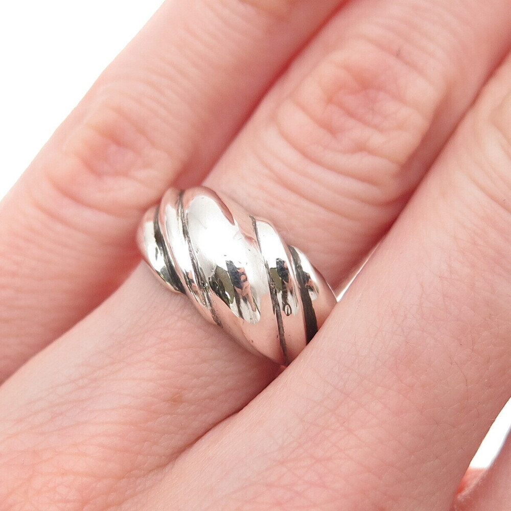 925 Sterling Silver Vintage Modernist Oxidized Ring Size 6